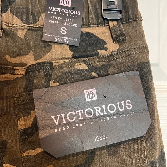Victorious Los Angeles Drop Crotch Jogger Pants Olive Camo Small JG804 NWT Mens - Picture 4 of 7